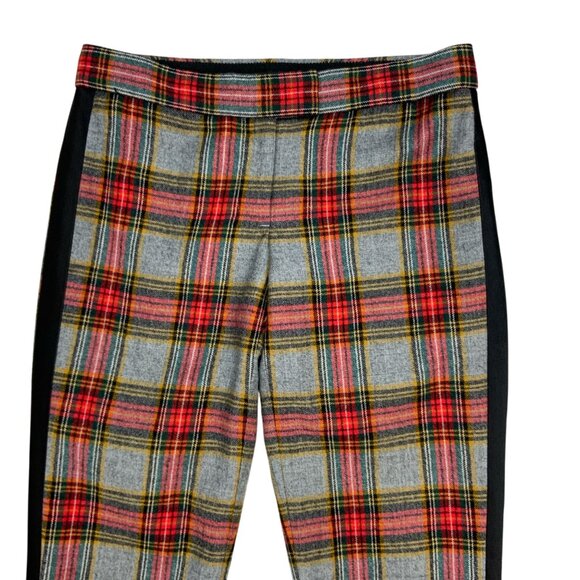 J. Crew Glasgow Wool Pant 0 Red Gray Plaid Tuxedo Stripe Lined Cropped Academia - Picture 8 of 14